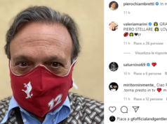 Chiambretti su instagram con la mascherina della curva granata