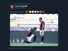 Autogol social del Torino, difendono i BLM ma loro li attaccano ‘foto razzista’