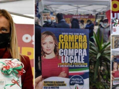 In Borgo Vittoria FdI impacchetta i regali a chi ‘compra italiano’ natale tricolore fratelli italia
