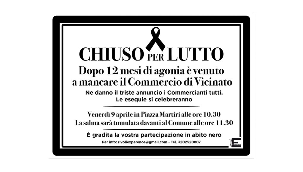 chiuso per lutto rivoli protesta