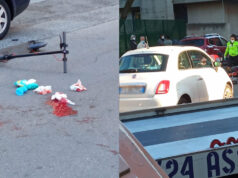 Borgo Vittoria, col monopattino si scontra con auto parcheggiata monopattino caduto