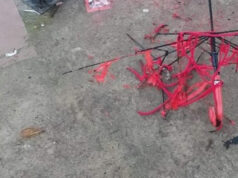 Incendiato l’ombrello rosso contro la violenza sulle donne ombrello rosso violenza donne grugliasco