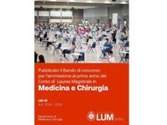 Università, alla Lum fissate le prove di ammissione al Corso di laurea Medicina e chirurgia
