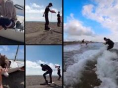 Matteo Mariotti torna sul surf con la protesi dopo l’attacco di uno squalo