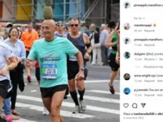 Alla maratona con un ananas in testa, l’impresa di Moshe Lederfien