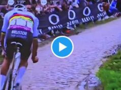 Parigi-Roubaix, van der Poel e il gesto folle dello spettatore – video
