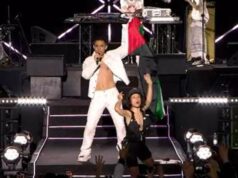 Concerto primo maggio, Cosmo con bandiera palestinese