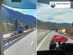 Auto contromano sulla Valsugana, camionista mette di traverso il suo tir e la blocca