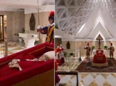 Papa Francesco, diffusa prima immagine della salma: veste liturgica rossa e rosario tra le mani