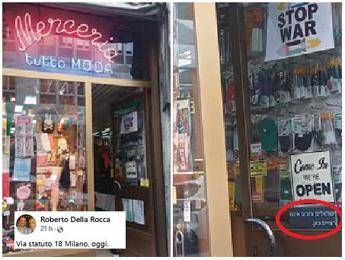 “Israeliani non benvenuti”, polemiche sul cartello di un negozio a Milano