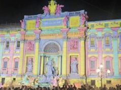 Roma, Fontana di Trevi illuminata per gli Internazionali di tennis