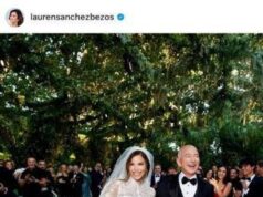 Nozze Bezos, Lauren Sánchez svela nuovo cognome e abito da sposa su Instagram