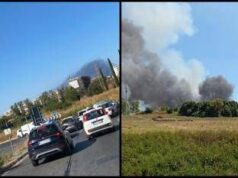 Roma, vasto incendio a Piana del Sole: fiamme verso l’aeroporto di Fiumicino