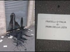 Torino, picconate contro la sede Fratelli d’Italia: olio esausto e volantini minatori – Foto
