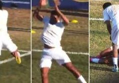 Esulta come Cristiano Ronaldo ma si fa male