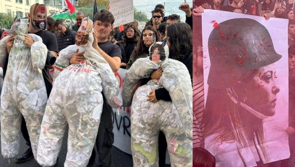 Studenti in sciopero, cortei in 50 città: a Roma fantoccio della premier, a Torino la scritta ‘Meloni appesa’