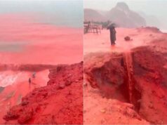 Mare ‘rosso sangue’ in Iran, lo spettacolo sull’isola di Hormuz