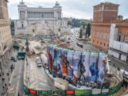 Roma, al cantiere di piazza Venezia la terza opera di ‘Murales’