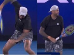 Kyrgios, show al ‘Million Dollar 1 Point Slam’: viene eliminato e spacca racchetta