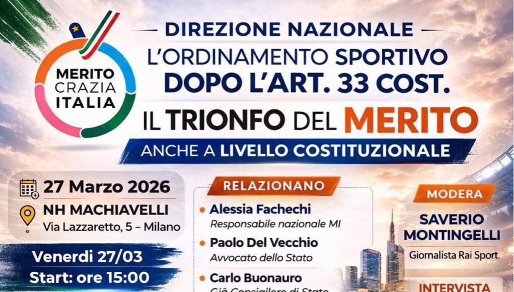 Meritocrazia Italia, domani e sabato Direzione nazionale a Milano