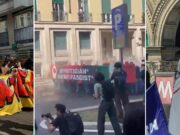 A Milano cortei contro i Patrioti. Tensioni tra antagonisti e forze dell’ordine, idranti contro i manifestanti