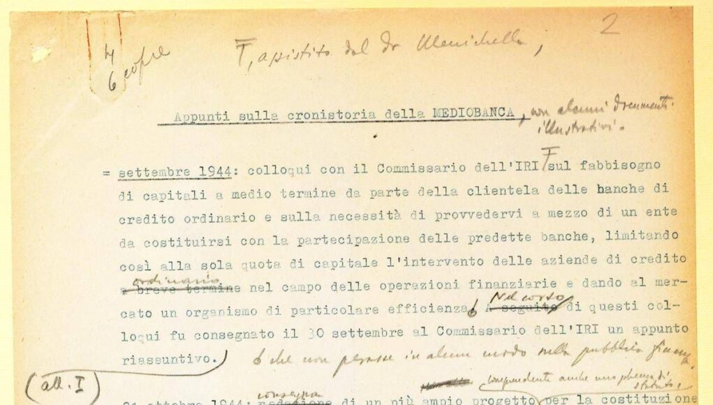 Mediobanca: 80 anni dalla fondazione – la prima banca d’affari della neonata Repubblica