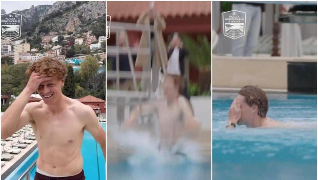 Sinner, festa a Montecarlo con… tuffo in piscina