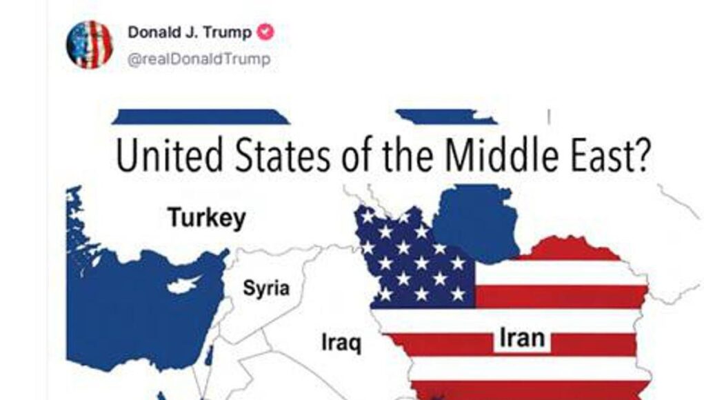 Trump e l’Iran ‘americano’, il presidente pubblica la mappa a stelle e strisce